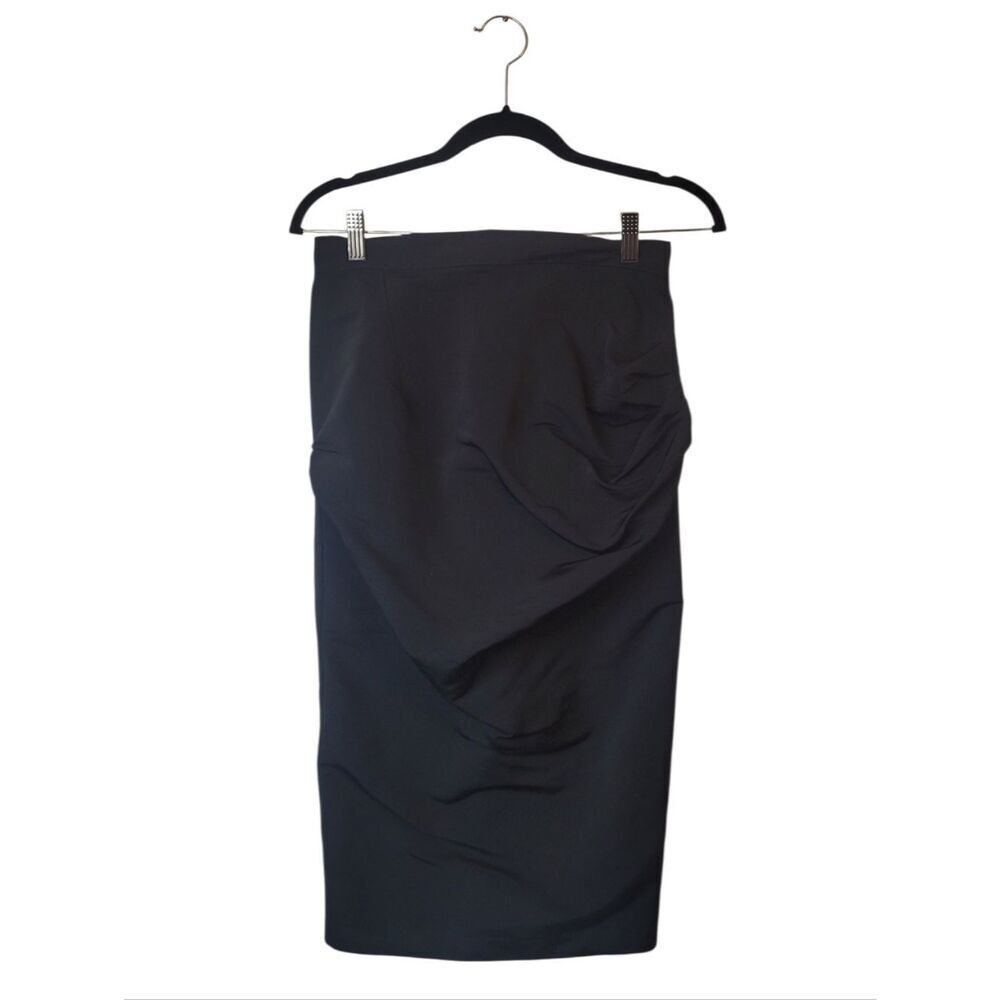 Lezley George London Classic Black Ruched Pencil Skirt Women's Size M
